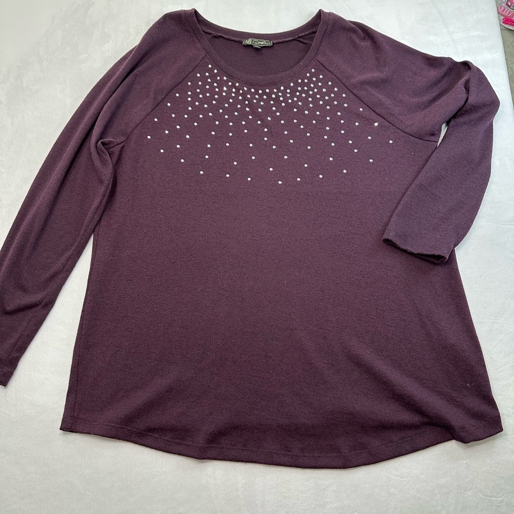DG2 by Diane Gilman‎ Luxe Knit Top Size Small Purple Womens Size XL